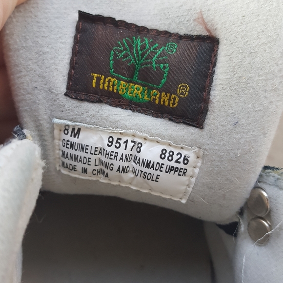 8 OLD SCHOOL LEATHER TIMBERLAND BLUE & GRAY LEATHER LACE UP BOOTS - Picture 11 of 13